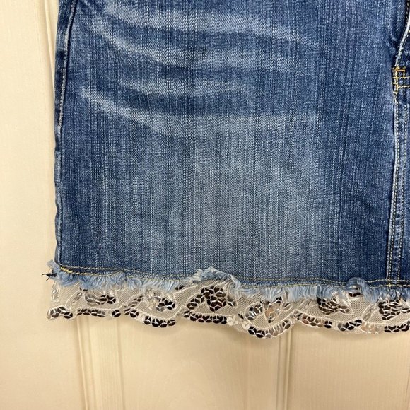 Y2K YMZ Lace Sequins Trim Mini Denim Skirt Size 11 - Picture 5 of 11